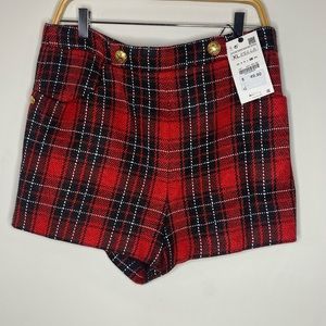 Zara Plaid Tweed Shorts